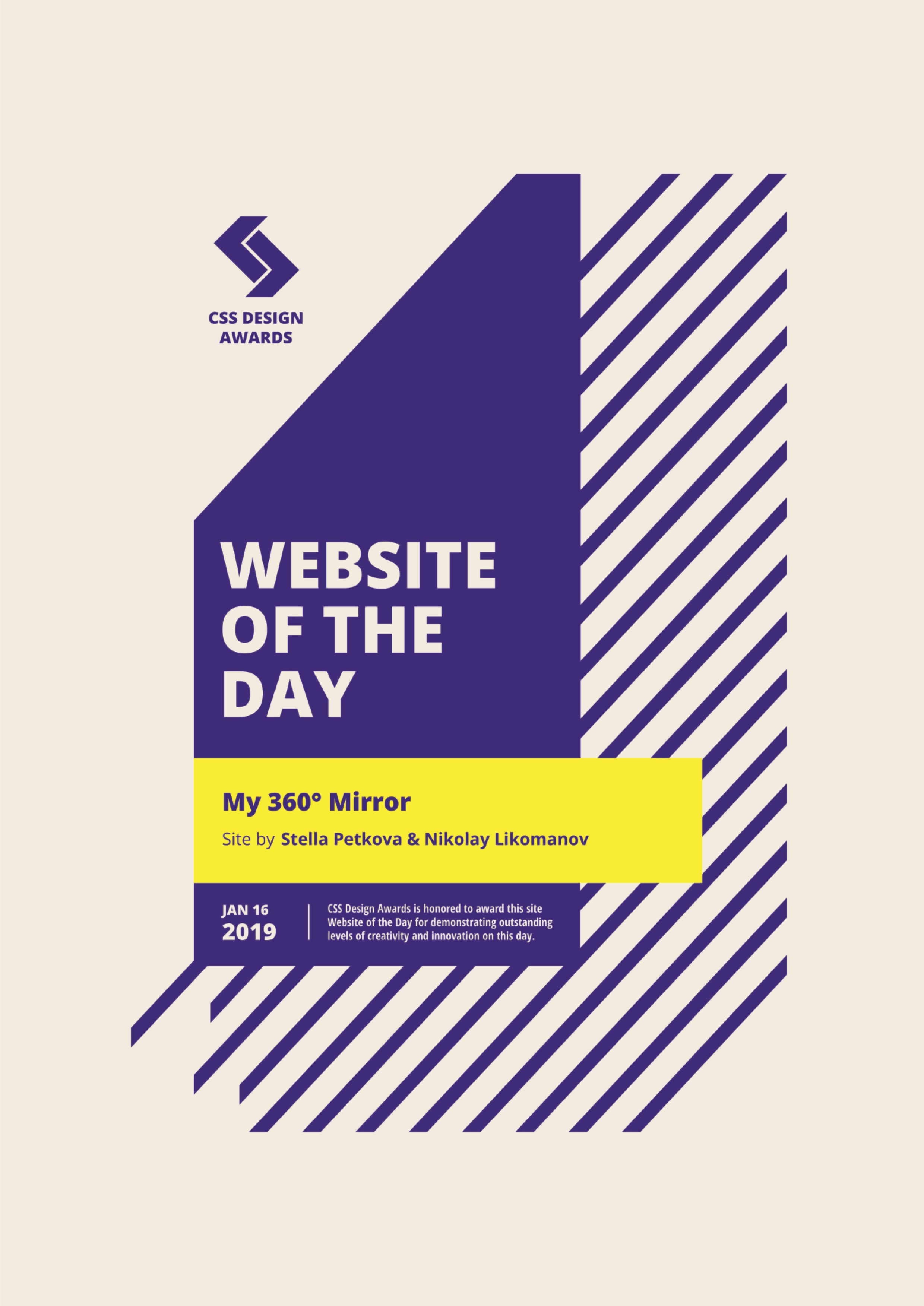 CSS Design Awards Site of the day Certificate - My 360 Mirror
